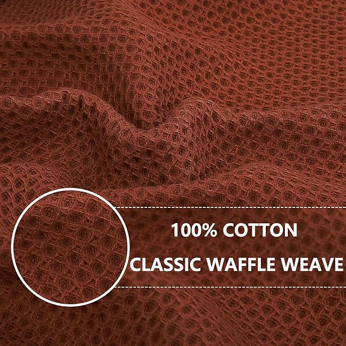 Homaxy 100% Cotton Waffle Weave Kitchen Dish Cloths 8-Pack, Rust | 12 x 12 - Image 2