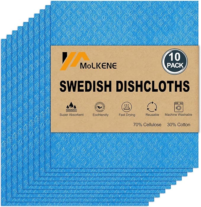 MoLKENE Swedish Dishcloths for Kitchen, 10 Pack Reusable Paper Towels, by MoLKENE