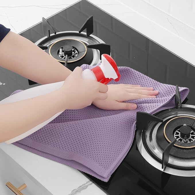 Homaxy 100% Cotton Waffle Weave Kitchen Dish Towels 4-Pack, Lavender | 13 x 28 - Image 5