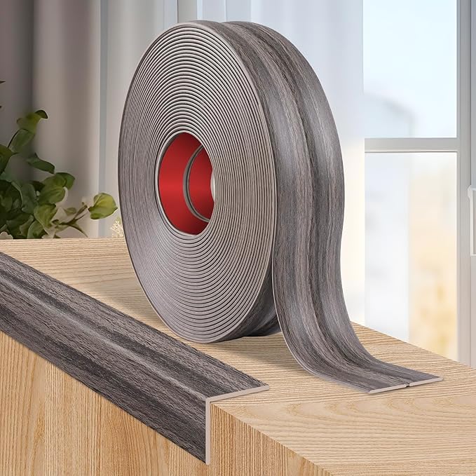 Flexible Wall Corner Protector Moulding Trim Peel and Stick Wall Corner Guards Edge Protector Self Adhesive Molding Trim Strip for Edge Ceiling (Brown Walnut Wood Grain, 1.6 in x 10 Ft)