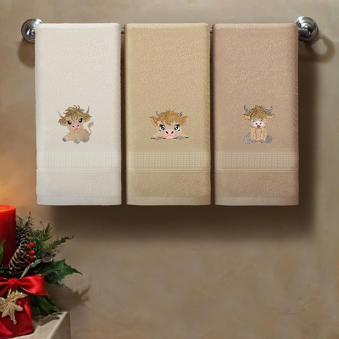 FuWeave 3 Pcs Mini Highland Cow Baby Hand Towels - Image 4