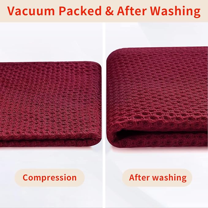 Homaxy 100% Cotton Waffle Weave Kitchen Dish Towels 4-Pack, Magenta | 13 x 28 - Image 7