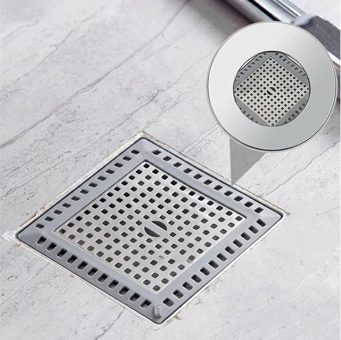 2 Pack Square Shower Drain Hair Catcher Stainless Steel | Anti-Clog Hair Stopper - Image 4