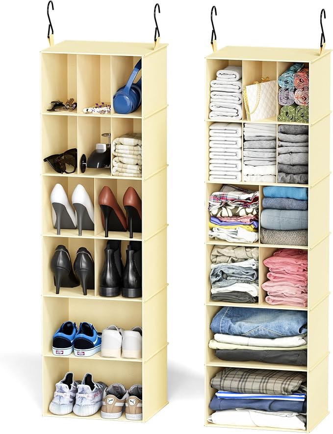 SpaceAid 2 Pack Hanging Closet Organizer and Storage by SpaceAid