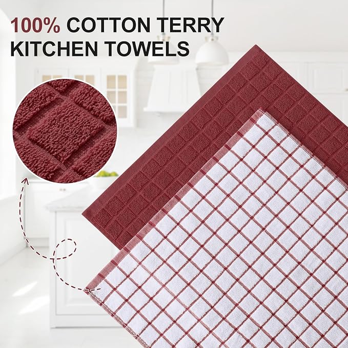 Homaxy Large Premium Cotton Kitchen Towels 16"x 28", 4 Pack - Image 2