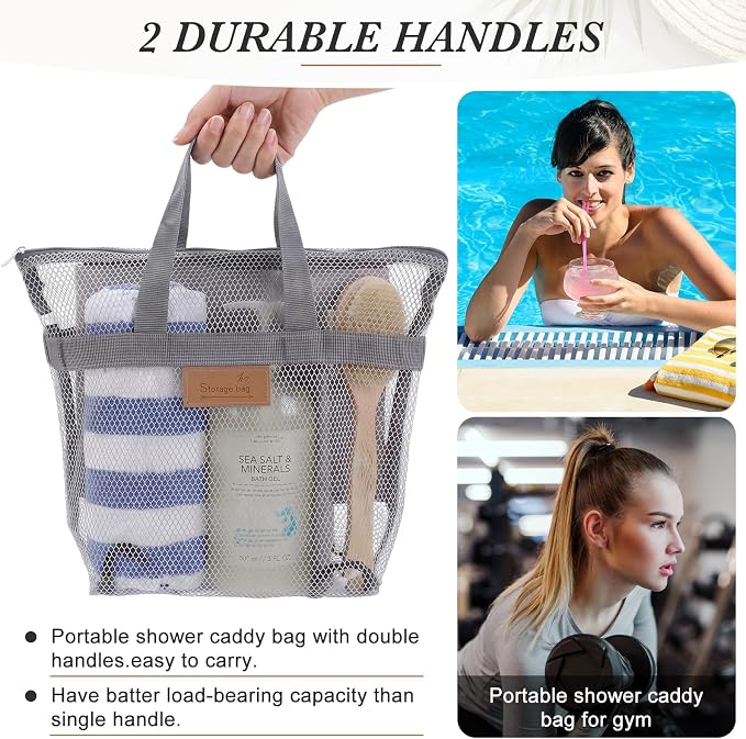 Patelai 12 Pcs Mesh Shower Caddy Portable 12.2 x 10.24 in Large Gym Shower Bag - Image 2