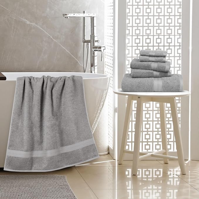 Amazon Basics 6-Piece Fade-Resistant 100% Cotton Towel Set - Image 8