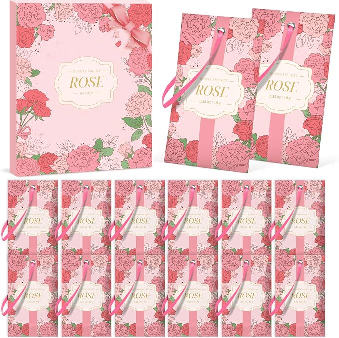 SCENTORINI Scented Sachets for Drawer and Closet, Rose Scent 14 Pack - Image 8