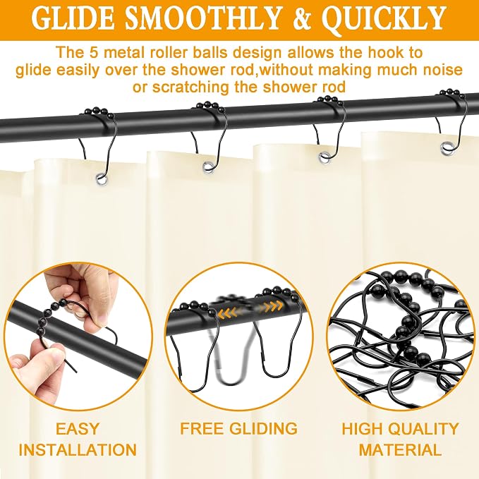 Shower Curtain Hooks Rings, Free Sliding Shower Hooks - Image 3