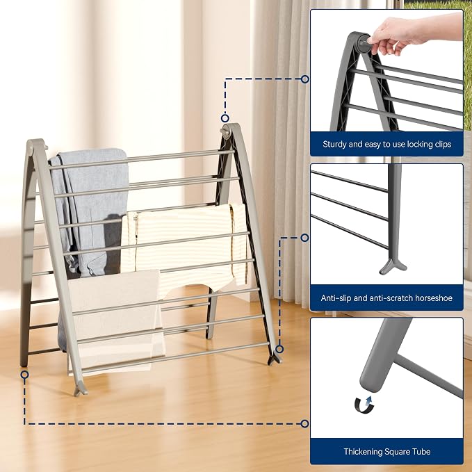 Whitmor Spacemaker Folding Drying Rack, Indoor Clothes Organizer - Image 5