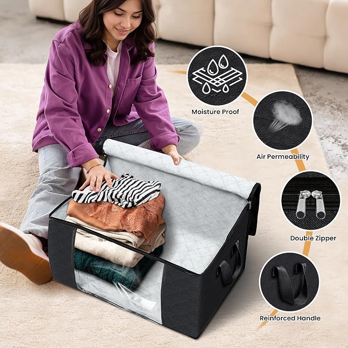 6 Pack Storage Bags for Clothes Blanket Storage Bins - Image 4