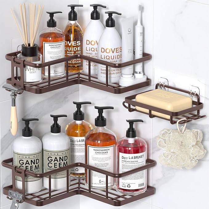 YASONIC Corner Shower Caddy Adhesive, 100% Rustproof Shower Organizer by YASONIC