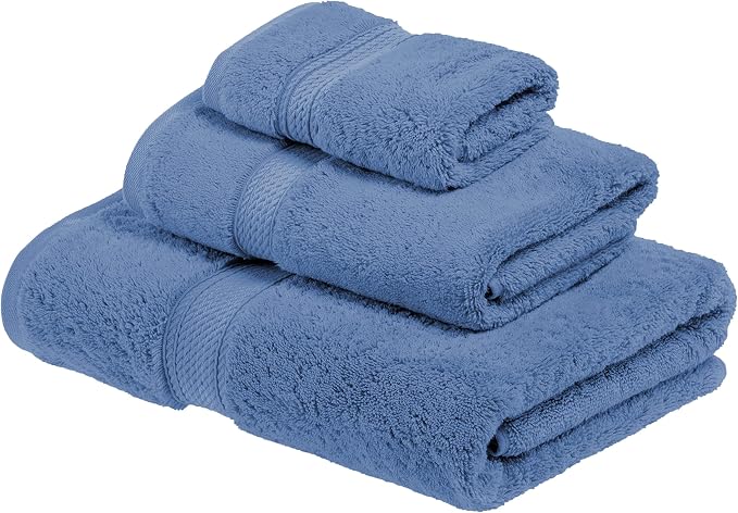 SUPERIOR Egyptian Cotton Ultra Plush & Absorbent, 3 Piece Set, Denim Blue | - Image 2