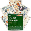 FEBU Swedish Dishcloths for Kitchen | 5 Pack Fresh Flowers Reusable Paper by FEBU