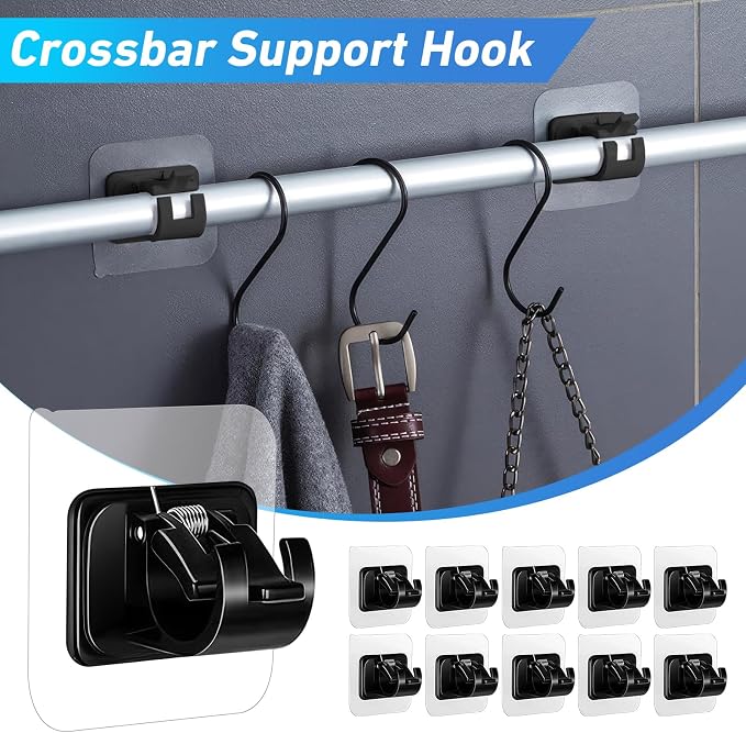 12 Pack Self Adhesive Curtain Rod Holder, No Drill Curtain Rod Brackets - Image 4
