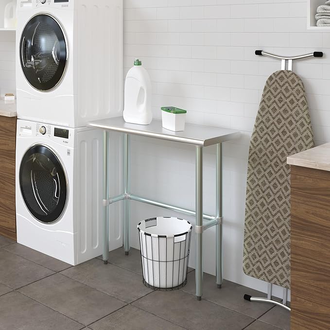 AmGood Stainless Steel Work Table Open Base | NSF Kitchen Island Food Prep | Laundry Garage Utility Bench (36" Long X 14" Deep)