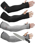 Arm Protectors For Thin Skin And Bruising, Cut Resistant Sleeves For Men Women, A5 Level Farmer Sleeve For Gardening (Black & Grey, 17.7 In - 2pairs)