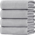 Homaxy 100% Cotton Oversized Waffle Weave Kitchen Towels 4-Pack, Light Gray | by Homaxy