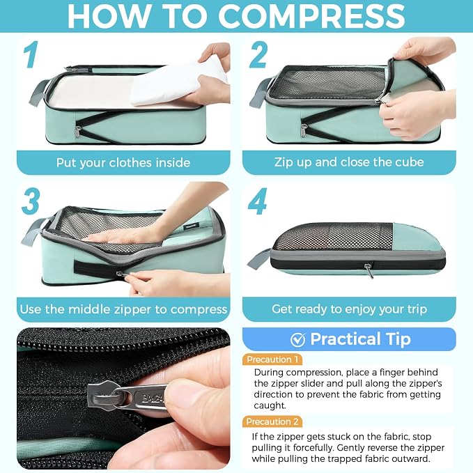 BAGAIL 4 Set/6 Set/8 Set Compression Packing Cubes Travel Accessories - Image 5