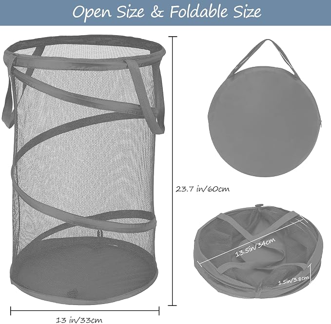 BATTOO Collapsible Laundry Baskets, Foldable Mesh Pop Up Hamper, Portable - Image 2