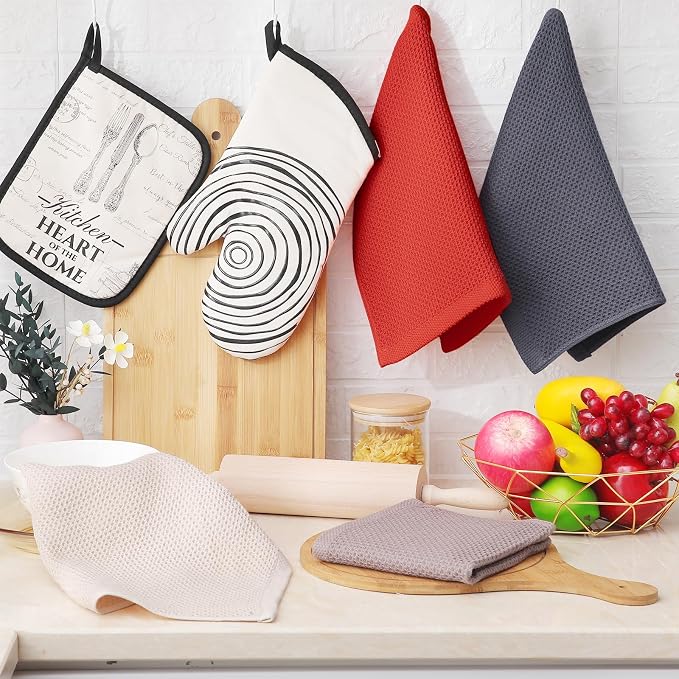 Homaxy 100% Cotton Waffle Weave Kitchen Dish Cloths 8-Pack, Ultra Soft - Image 6