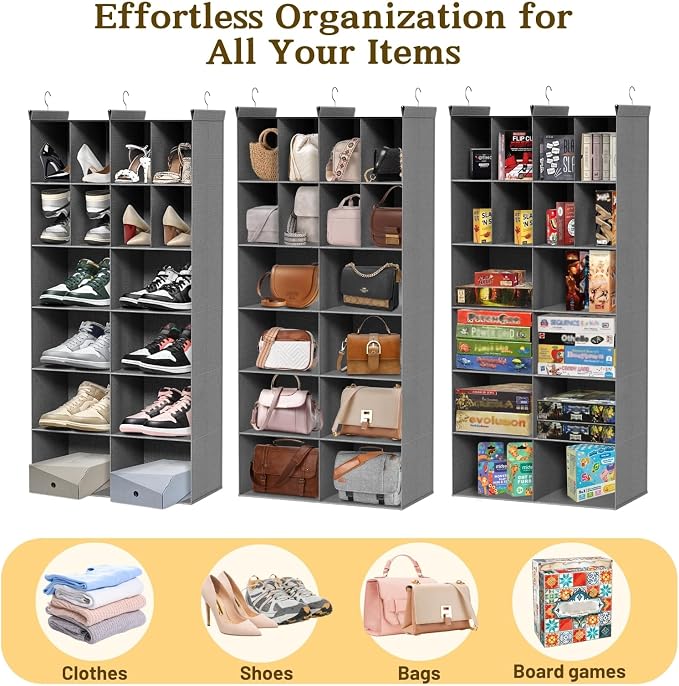 6 Tier Hanging Closet Organizer, 16 Compartments Dual Row Storage, 3 Sturdy - Image 8