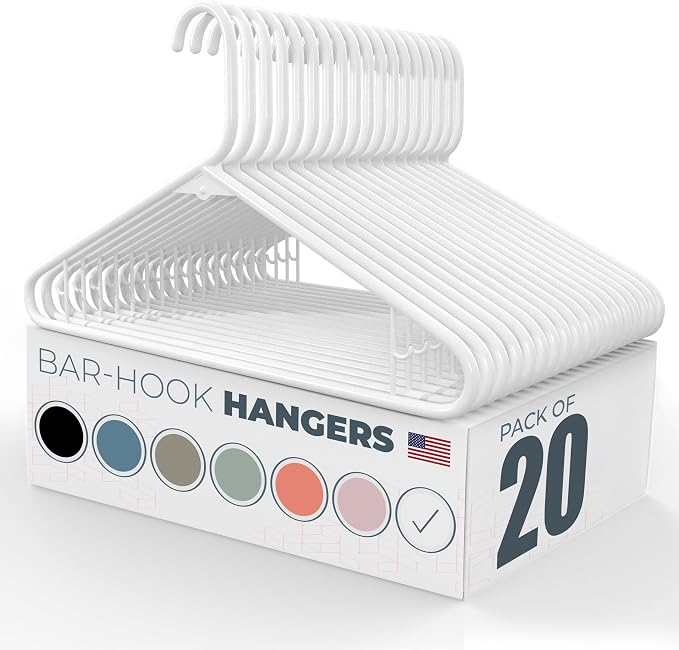 Plastic Hangers 20 Pack – Made in The USA – 6lb Capacity Standard Clothes by NeatiesHangers