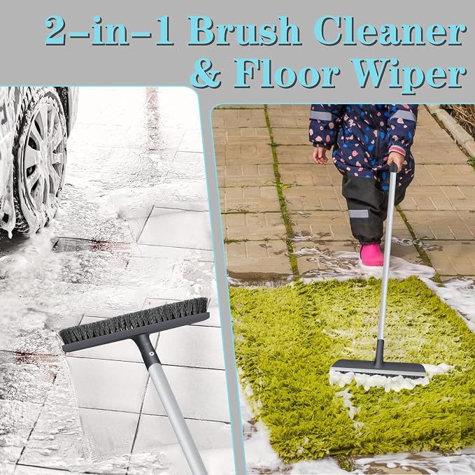 Floor Scrub Brush for Cleaning Bathroom, Garage and Deck | Adjustable Long - Image 6