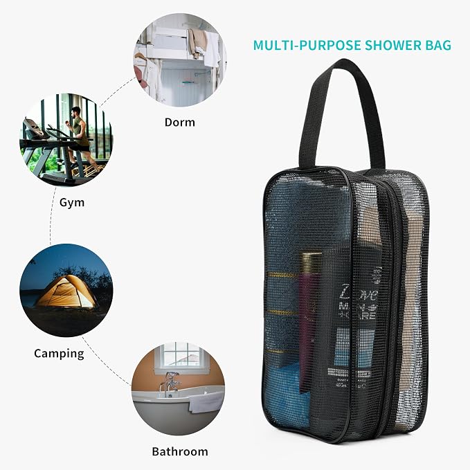 REDSINDA Mesh Shower Caddy Bag for Bathroom Gym Camping Portable Travel Mesh - Image 4