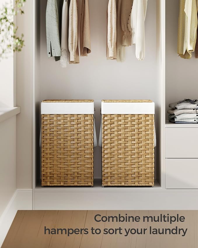 SONGMICS Laundry Hamper with Lid, 17.2 Gallon Synthetic Rattan Clothes Laundry - Image 9