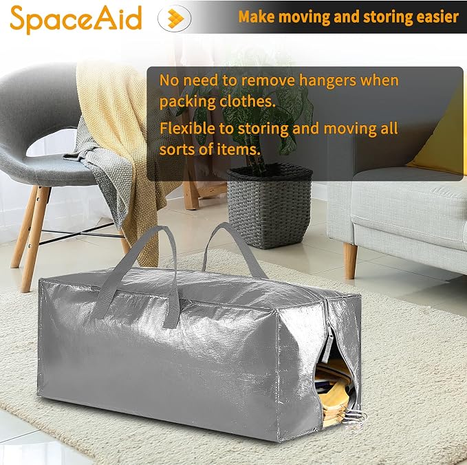 SpaceAid Heavy Duty Moving Bags, Extra Large Storage Totes W/Backpack Straps - Image 5