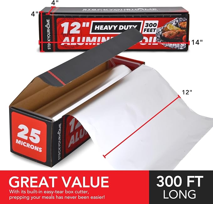 Stock Your Home Heavy Duty Aluminum Foil Roll, 300 FT x 12 Inches Wide Aluminum - Image 5