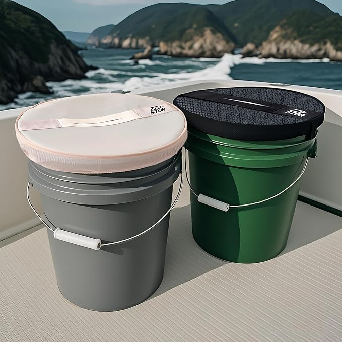 5 Gallon Bucket Lids，Bait Bucket Lid and Trash Can Lid for Yeti 5 Gallon,Elastic Net Lid for Boating, Camping