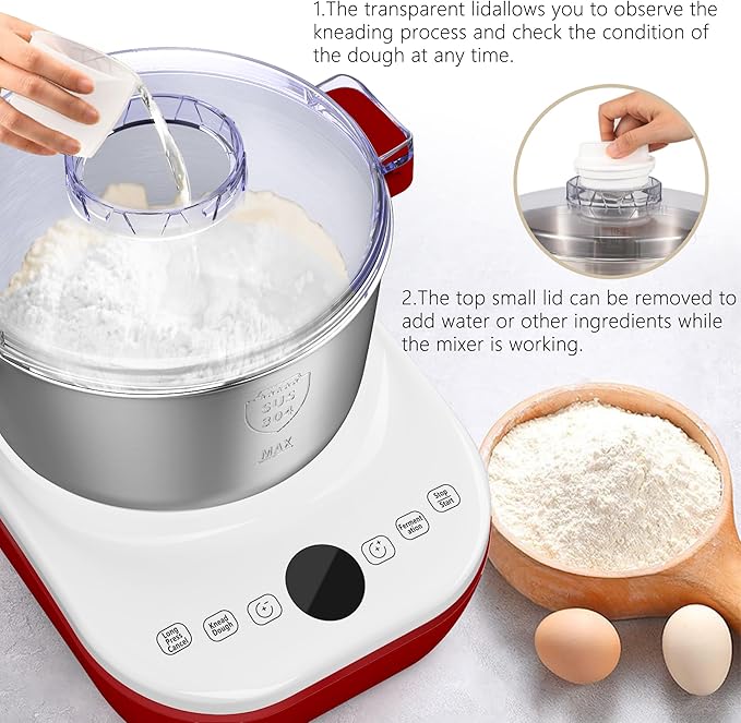 AIZIYO DoughChief, Electric Dough Mixer 7.4Qt with Ferment Function, Dough Maker 304 Stainless Steel Bowl, Microcomputer Control, Face-up Touch Panel, Easy To Clean for Bread & Pizza