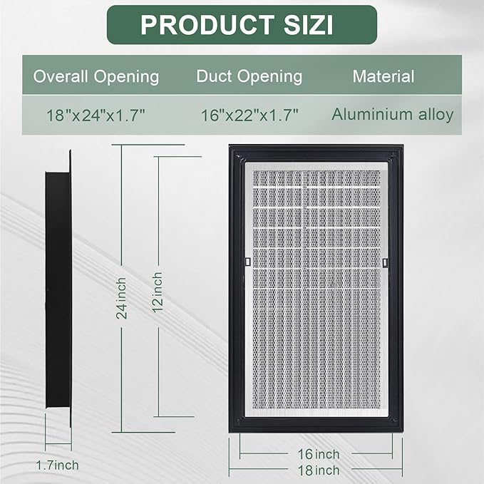 18"x24" Paintable Gable Vent - Premium Aluminum，Filter Screen for Removable, Ideal for Gables, Sheds, and Attics - Vent Opening 16"x22" - Boost Ventilation and Guard Against Moisture