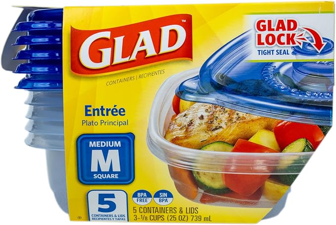 Glad GladWare Entree Food Storage Containers, Medium Square, 25 Oz - Image 2