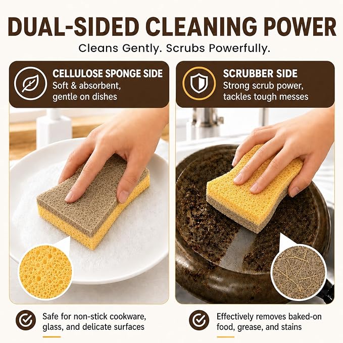 12 PCS Natural Sponges Kitchen, Dish Sponges - Image 2