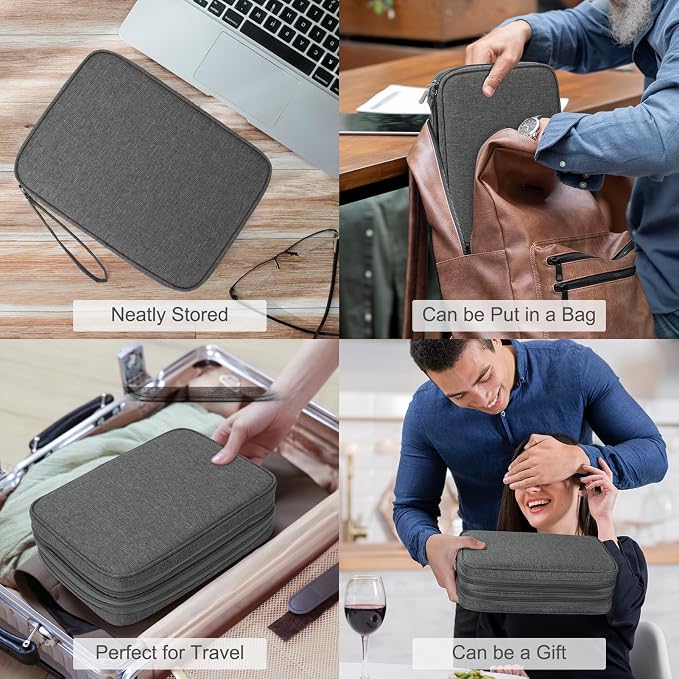FYY Electronic Organizer, Travel Tech Pouch Bag, Extra Large, Dark Grey | Wrist - Image 7