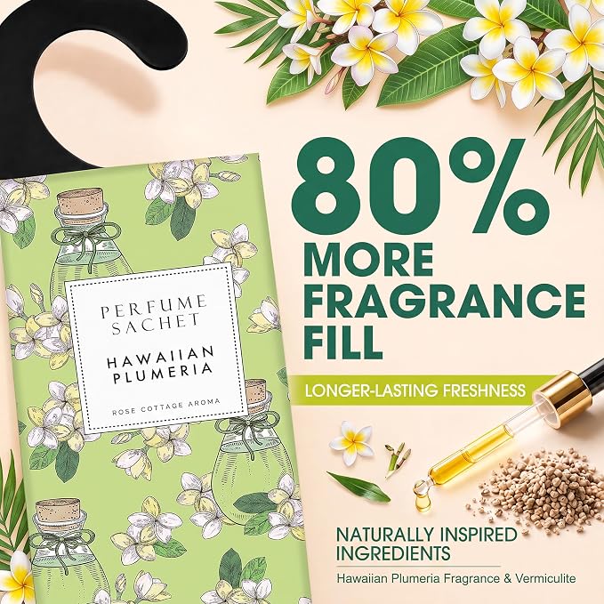 Large 12 Packs Hawaiian Plumeria Hanging Scented Sachets Long-Lasting Closet - Image 4