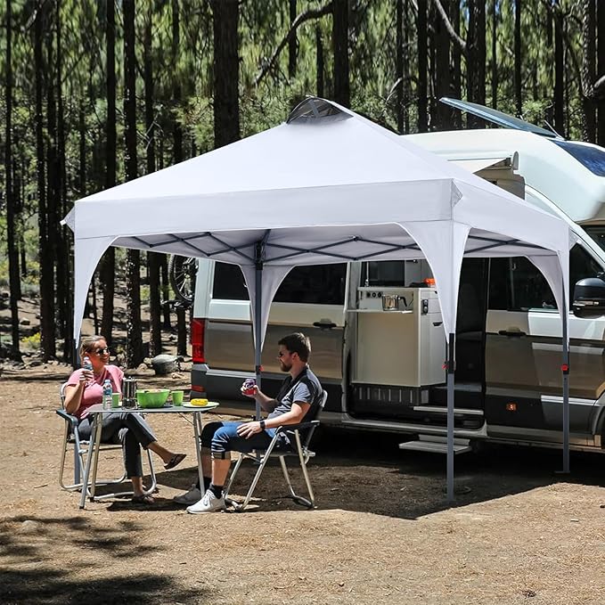 COOSHADE Pop Up Canopy Tent, 8x8 Easy Setup Instant Canopy Sun Shelter Beach Tent, Portable Sports, White