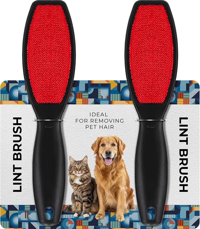 2 Pack Double-Sided Lint Brushes, Pet Hair Remover by DecorRack