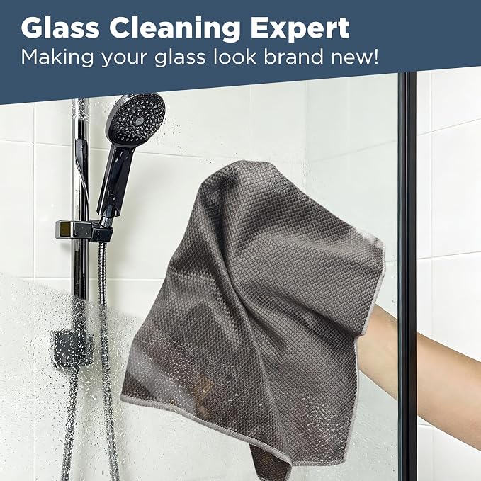 SINLAND Microfiber Glass Cleaning Cloth Streak Free Magic Towels Grey - Image 5