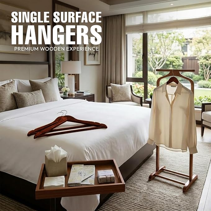 Utopia Home Wooden Hangers 20 Pack – Slim Suit Hangers Brown | 360° rotatable - Image 3