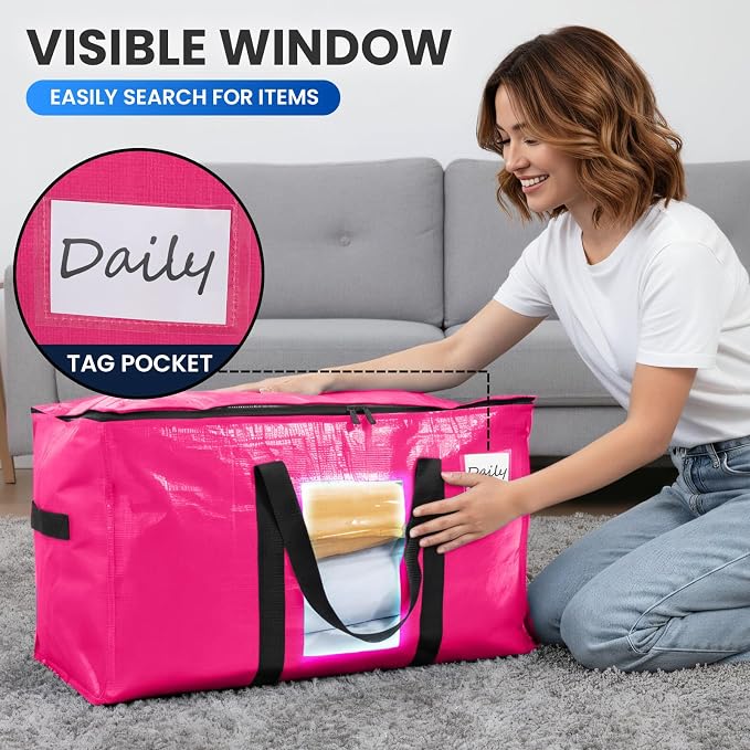 TAILI 12 Pack Pink Extra Large Moving Bags, Storage Bags - Image 5