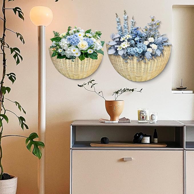 Scalloped Wall Basket, Scalloped Rattan Wall Storage & Decor - Image 6