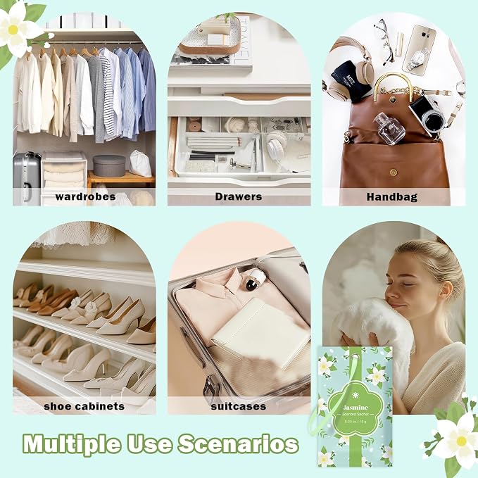 SCENTORINI Scented Sachets for Drawer and Closet, Jasmine Scent 14 Pack - Image 5