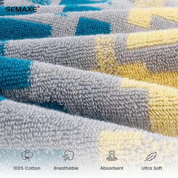 12-Pack Cotton Hand Towels for Bathroom, Hanging Loops, Geometric Pattern | - Image 3