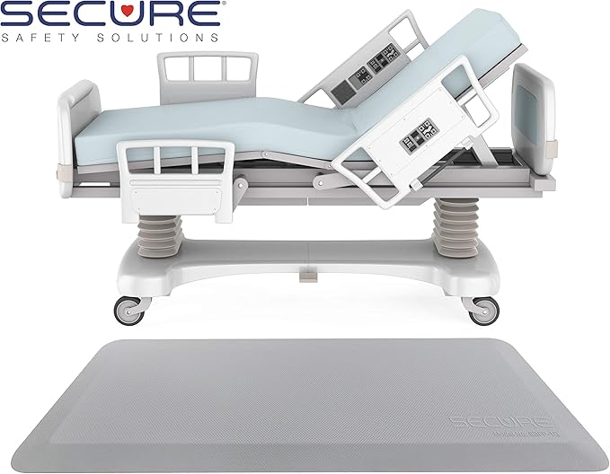 Secure FlatPad Fall Mat - Bedside Safety Protection Floor Pad, Anti Trip Beveled Edges, Elderly Seniors Disabled Fall Prevention Anti Fatigue, Waterproof Non Slip Cover (70" x 36" x 3/4")