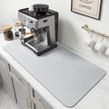PoYang 31.5x17 Inch Coffee Mat, Extra Large Dish Drying Mat, Light Gray | by PoYang