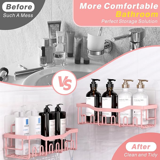 EUDELE 5-Pack Rustproof Stainless Steel Shower Caddy – No Drill Adhesive - Image 2